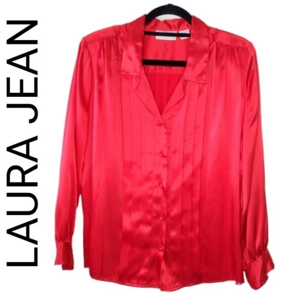 Laura Jean Tops - LAURA JEAN PLEATED BLOUSE - RED